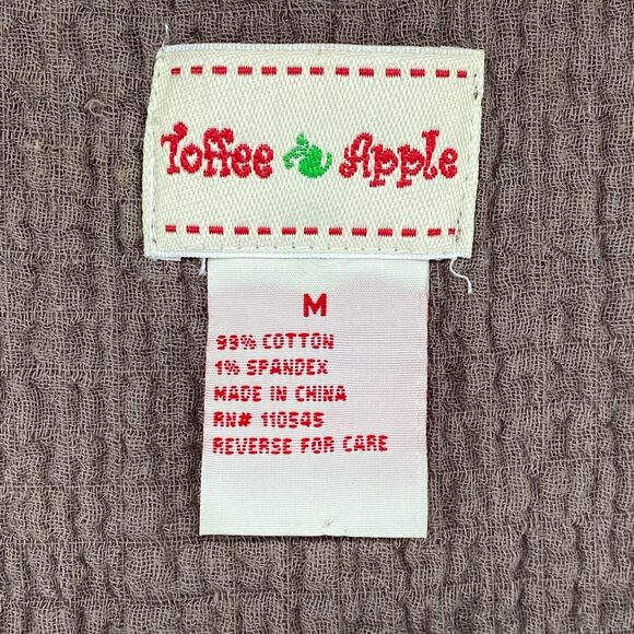 TOFFEE APPLE Tunic Top Womens M Lagenlook Crinkle Gauze Cardigan Cotton Brown - Picture 7 of 10